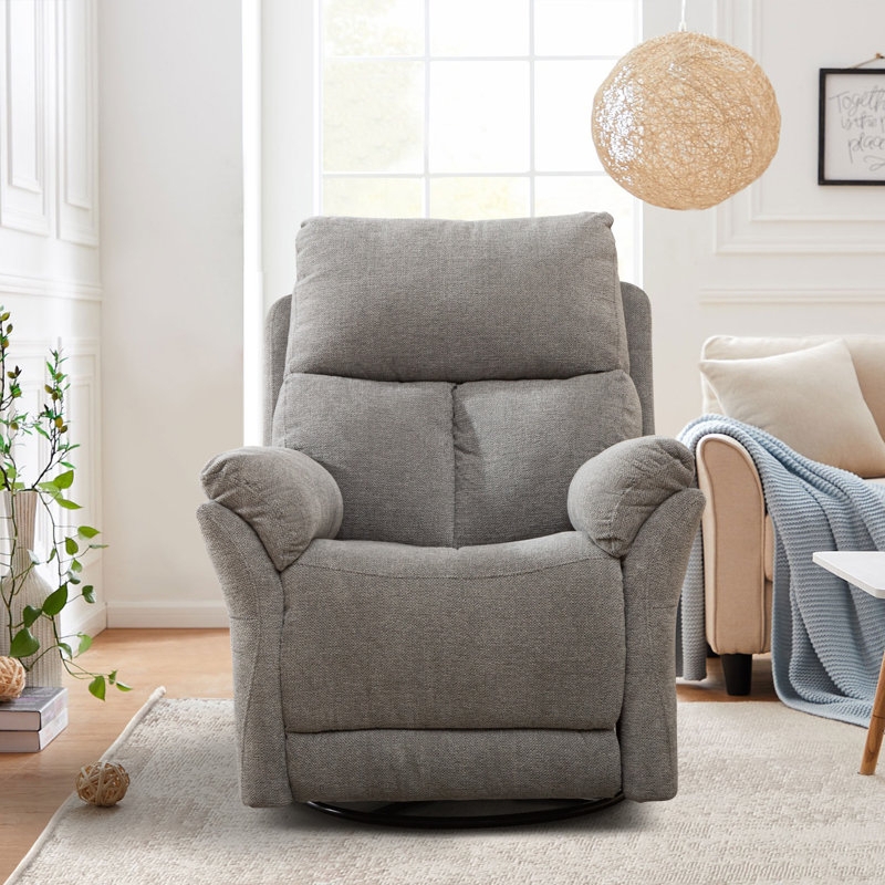 Recliner Chair Modern Grey Swivel Rocker Split Back Design