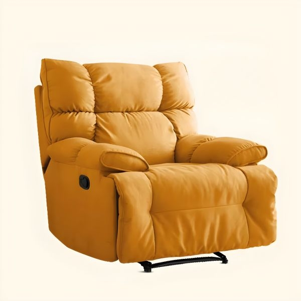 Recliner Chair Mustard Yellow Segmented Backrest Swivel Rocker