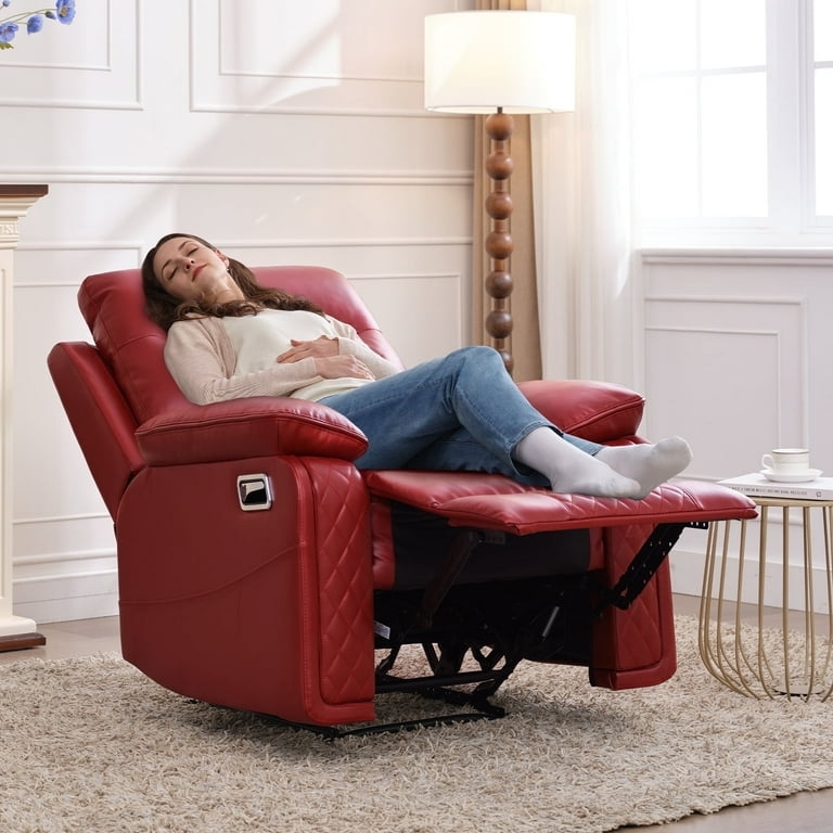 Recliner Chair: Overstuffed Manual Reclining Armchair, Diamond Quilted