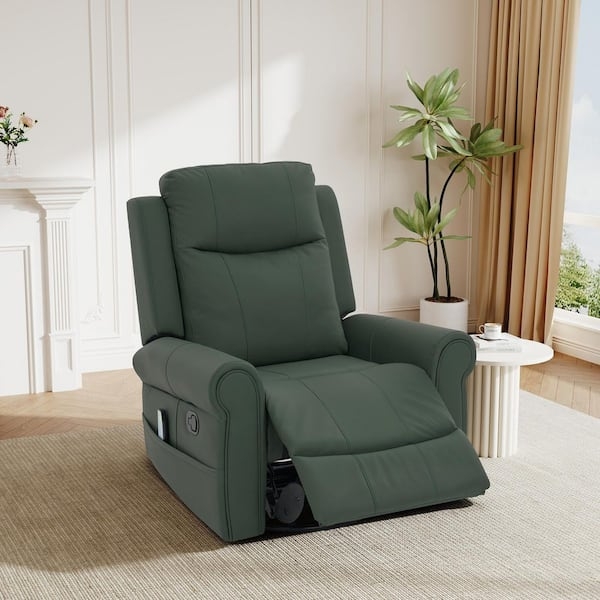 Recliner Chair Pillow Top Back Manual Rocker Side Pocket