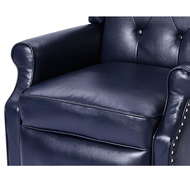 Recliner Chair, Piped Cushion Detail, Silver Nailhead Trim, Rolled Arm