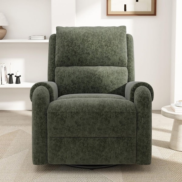 Recliner Chair Rolled Arms Swivel Rocker Base Textured