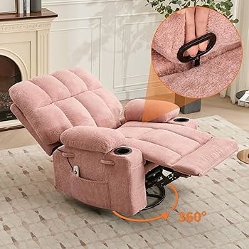 Recliner Chair Swivel Rocker Tufted Back Integrated Cup Holders