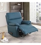Recliner Chair Teal Upholstery Manual Lever Swivel Rocker