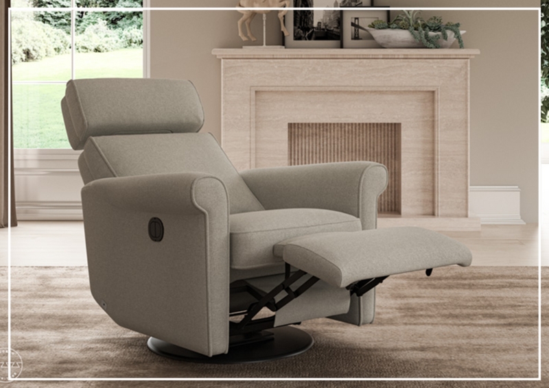 Recliner Chair Transitional Style with Rolled Arms and Swivel Base