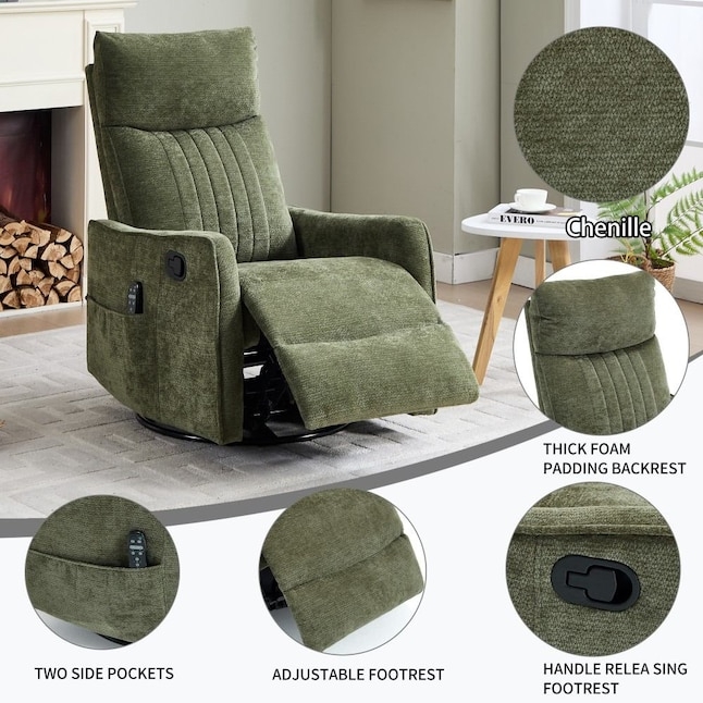 Recliner Chair Vertical Tufting Thick Padding Side Storage