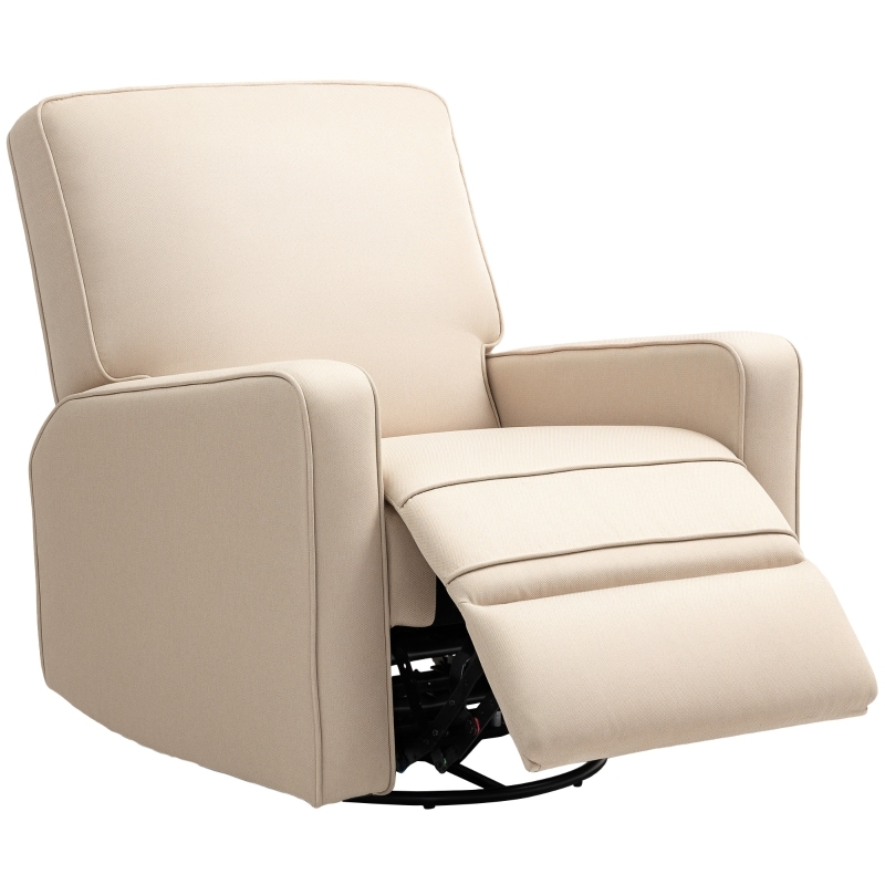 Recliner Chair with Glider Base in Beige Woven Fabric