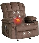 Recliner Chair with Heat Massage Integration and Pillow Top Arms