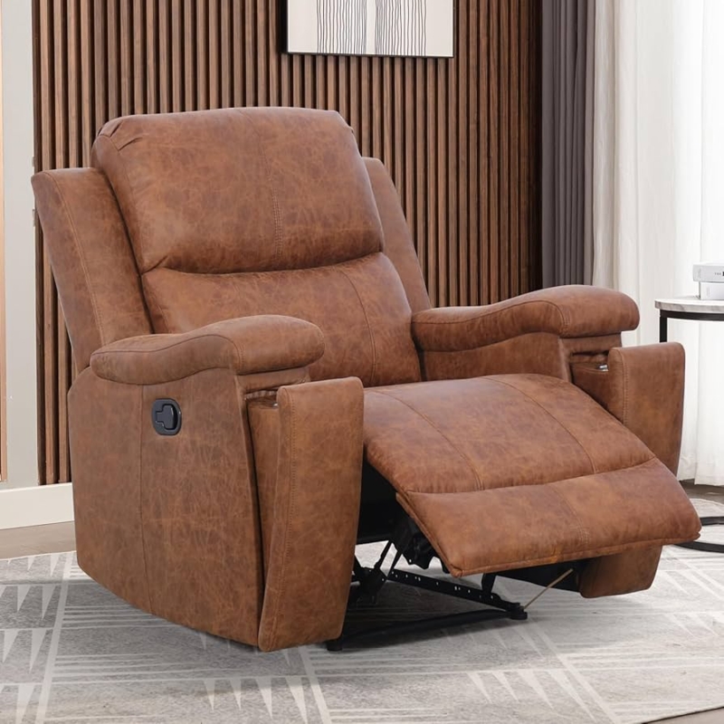 Recliner Chair with Hidden Cup Holder and Mottled Texture