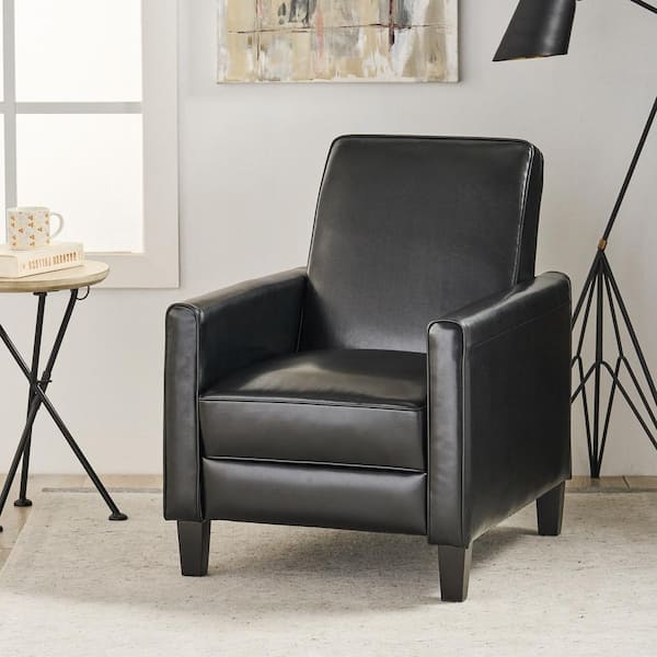 Recliner Chair with Hidden Mechanism, Tapered Legs, Black Finish