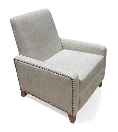 Recliner Chair with Nailhead Trim Linen Like Upholstery Tapered Legs