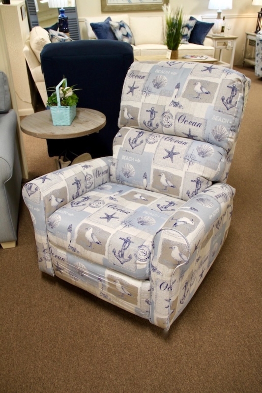 Recliner Chair with Nautical Anchor and Seagull Coastal Print