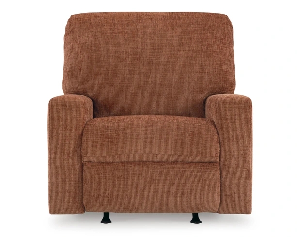 Recliner Chair with Ribbed Woven Texture, Spice Orange