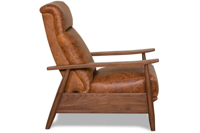 Recliner Chair with Rolled Headrest, High Back Wooden Frame