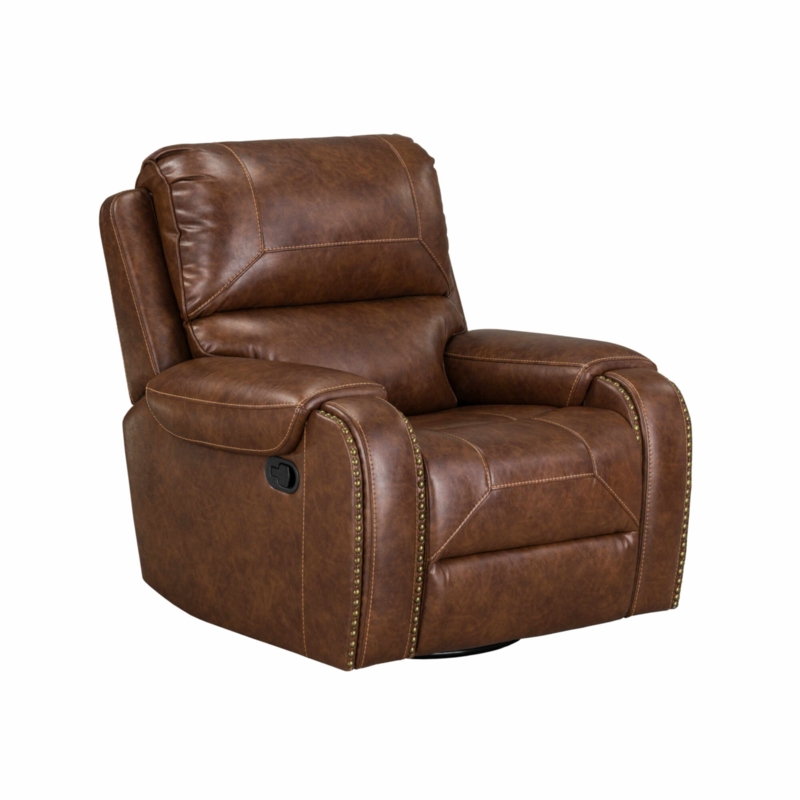 Recliner Chair with Swivel Base and Contrast Stitching Details