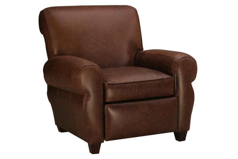 Recliner Chair with Tight Back, Rolled Arms, Hidden Footrest