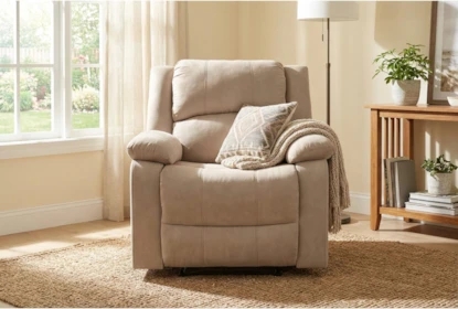Recliner Channel Stitched Back Pillow Top Arms Velvet Like Manual