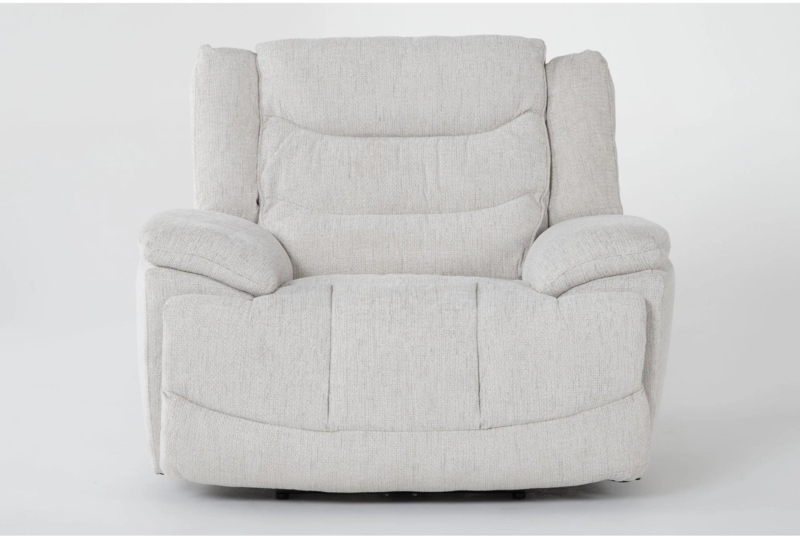 Recliner Channeled Back Light Grey Power Cuddler Pillow Top Arms