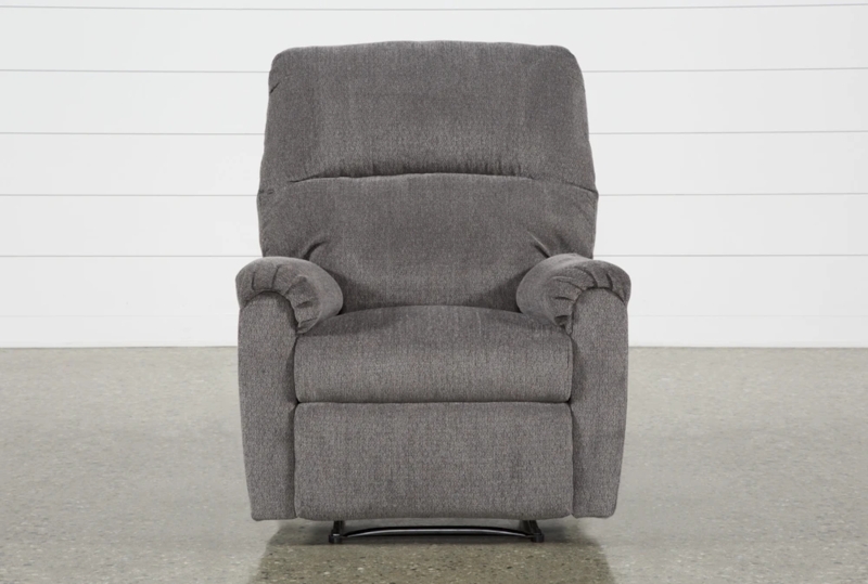 Recliner Charcoal Grey Woven Manual Pillow Top Arms