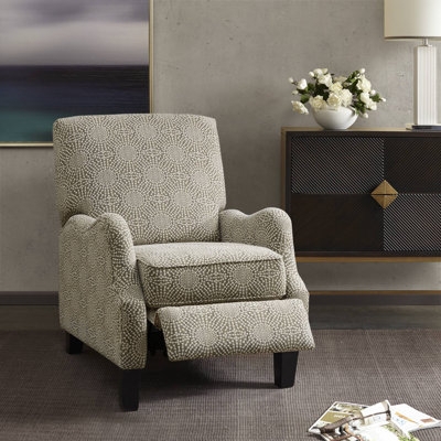 Recliner Circular Geometric Pattern Slim Silhouette Gray Push Back (70)