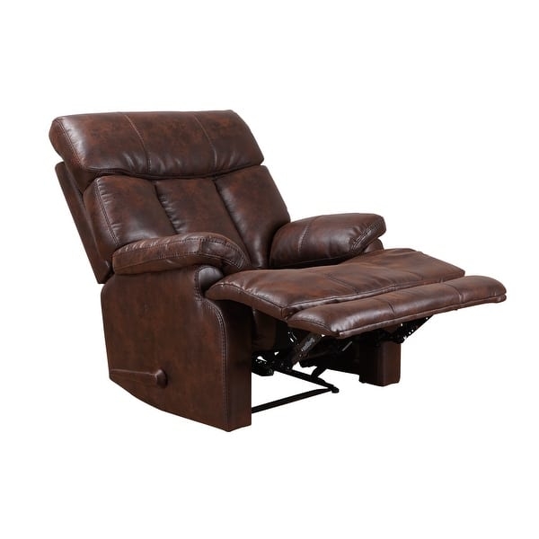 Recliner Dark Brown Weathered Faux Leather Segmented High Back