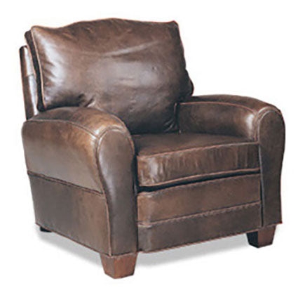 Recliner Distressed Leather Look Dark Brown Rolled Arms Club Chair