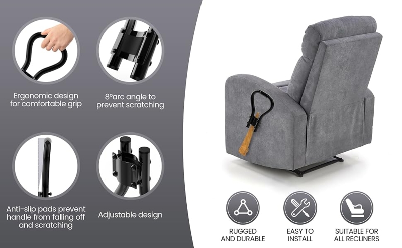 Recliner Extender Handle Black Ergonomic Loop Adjustable Clamp