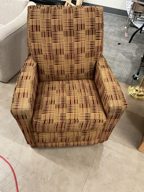 Recliner Geometric Grid Pattern Terracotta High Back