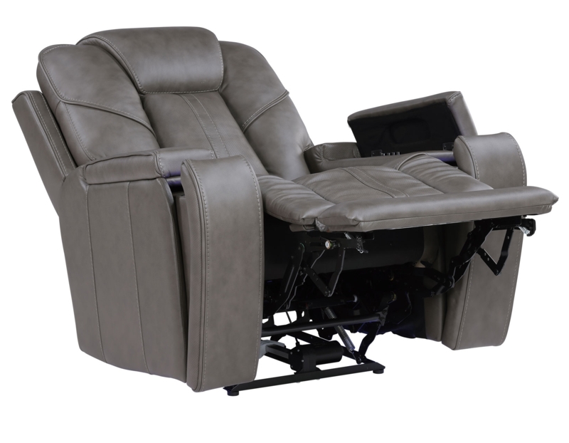 Recliner, Grey, Integrated Speakers, Storage Armrest, Power Home Theater Recliner