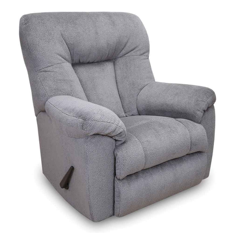 Recliner Grey Woven Texture Pillow Top Arms Manual Lever Traditional