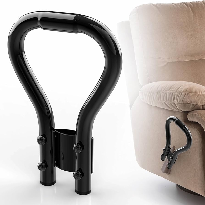 Recliner Handle Extender Glossy Black Finish Oversized Loop Metal