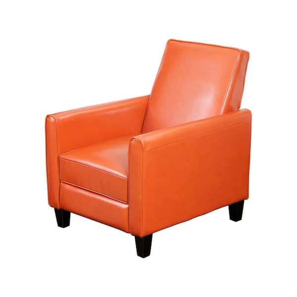 Recliner in Burnt Orange Upholstery with Tapered Legs, Club Style
