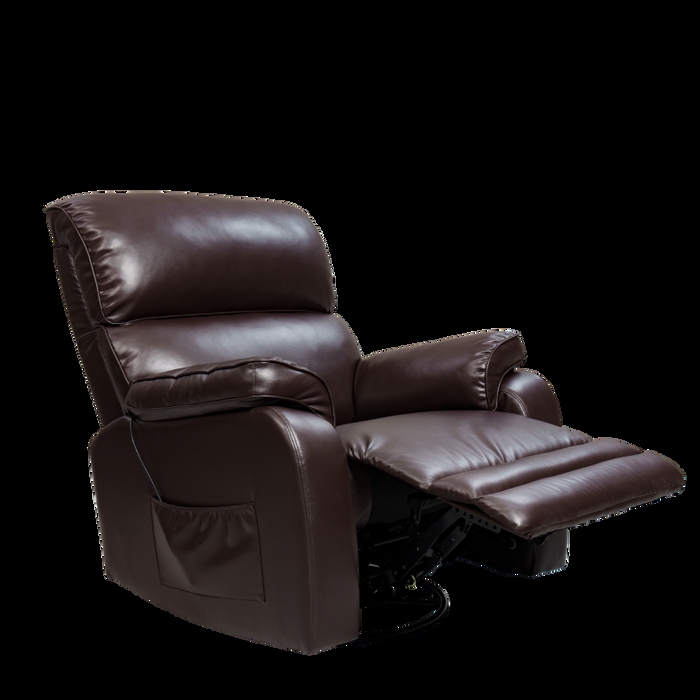 Recliner in Chocolate Brown Leather-like Finish with Tiered Back