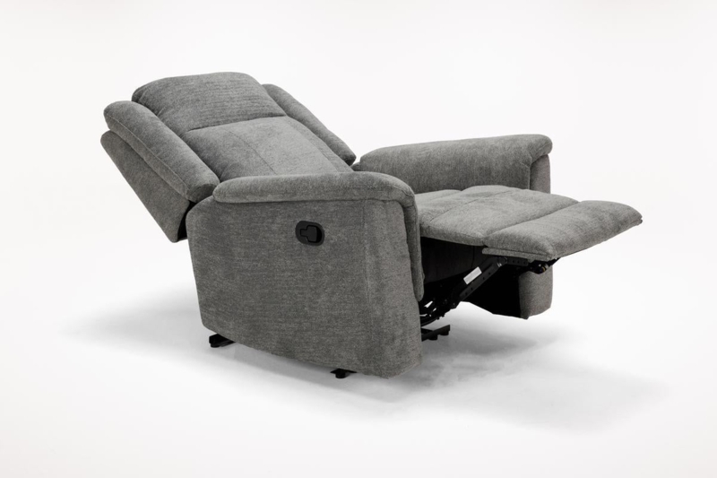 Recliner Light Gray Ribbed Fabric Manual Split Back Casual