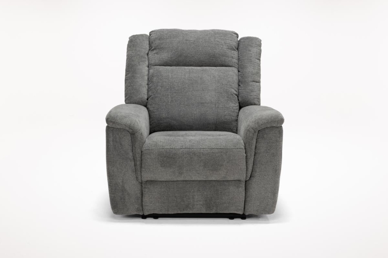 Recliner Light Gray Split Back Cushion Plush Padded Arms Manual