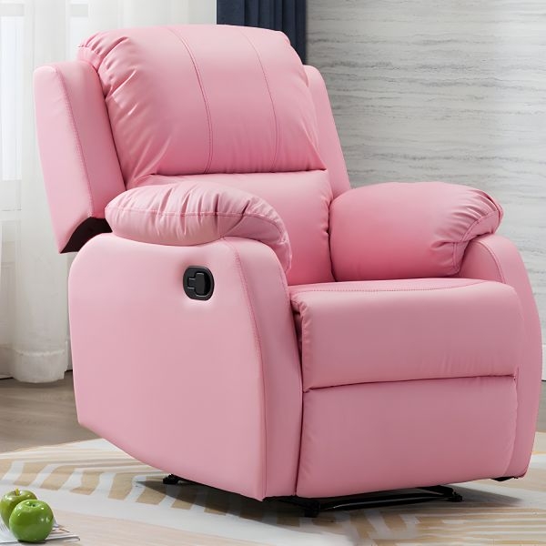 Recliner Manual Side Lever Leather Like Plush Cushioning