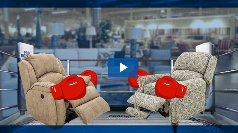 Recliner Manual Vs Power Comparison Tan Gray Geometric Pattern