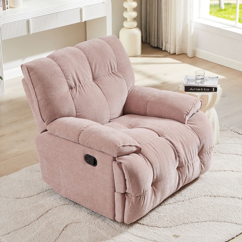 Recliner Mauve Corduroy Texture Overstuffed Silhouette Manual