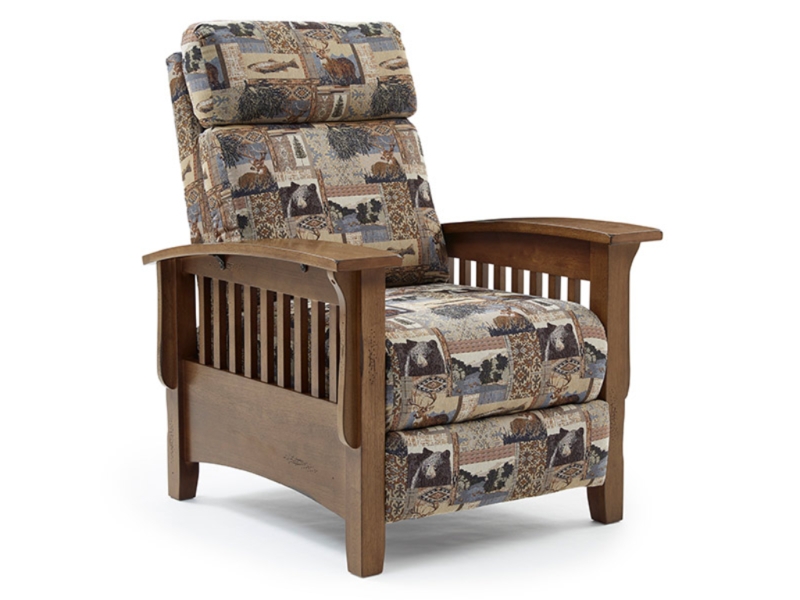 Recliner Mission Style Wildlife Tapestry Power Slatted Sides
