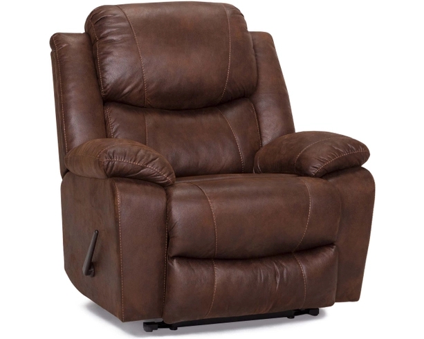 Recliner Mocha Brown Leather Like Channel Stitched Rocker