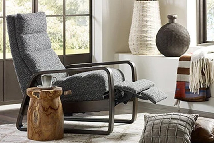 Recliner: Modern Grey Tweed Texture with Slim Profile Frame