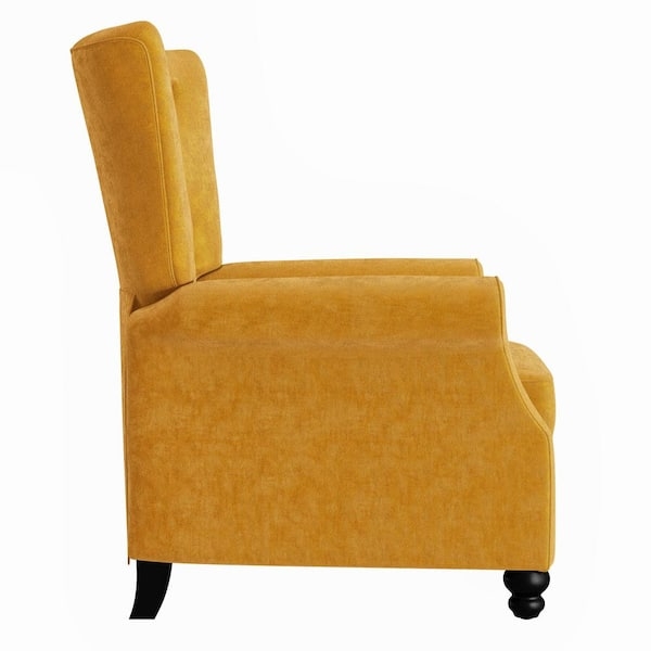 Recliner Mustard Velvet Wingback Profile Turned Legs