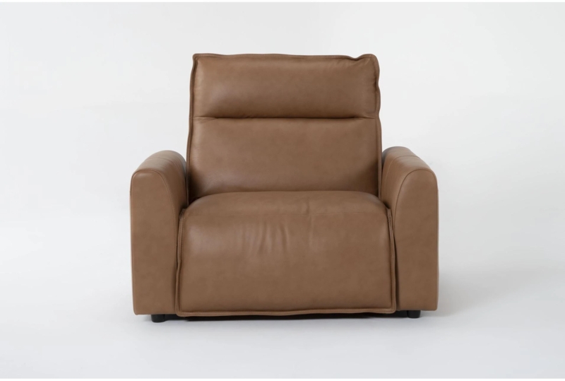 Recliner Oversized Saddle Leather-Like Broad Armrests Contemporary