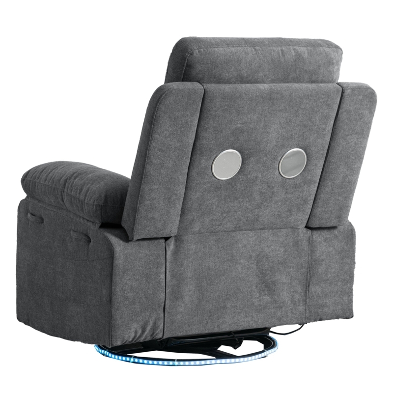 Recliner Power Swivel Charcoal with Speakers LED Base
