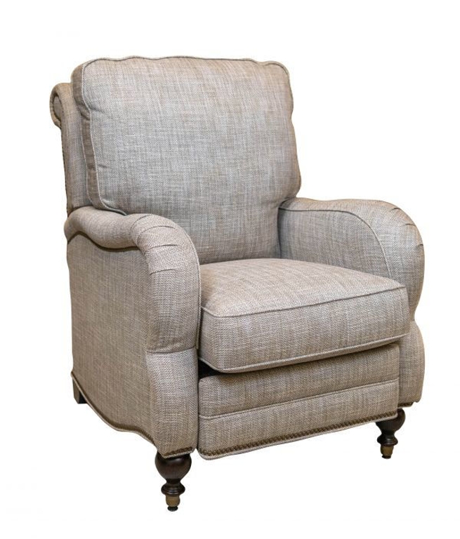 Recliner Scalloped Backrest Beige Linen Look Pleated Rolled Arms