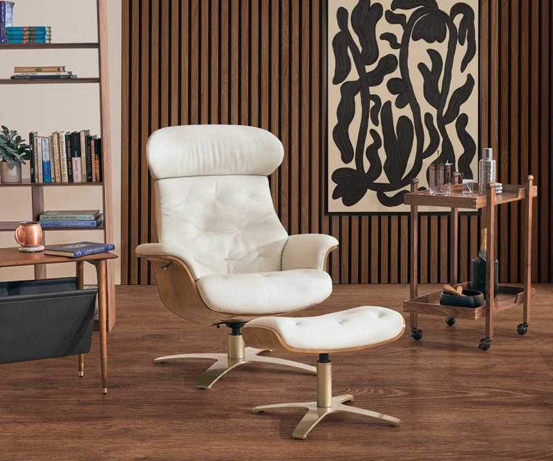Recliner Set with Bentwood Shell and Creamy White Upholstery