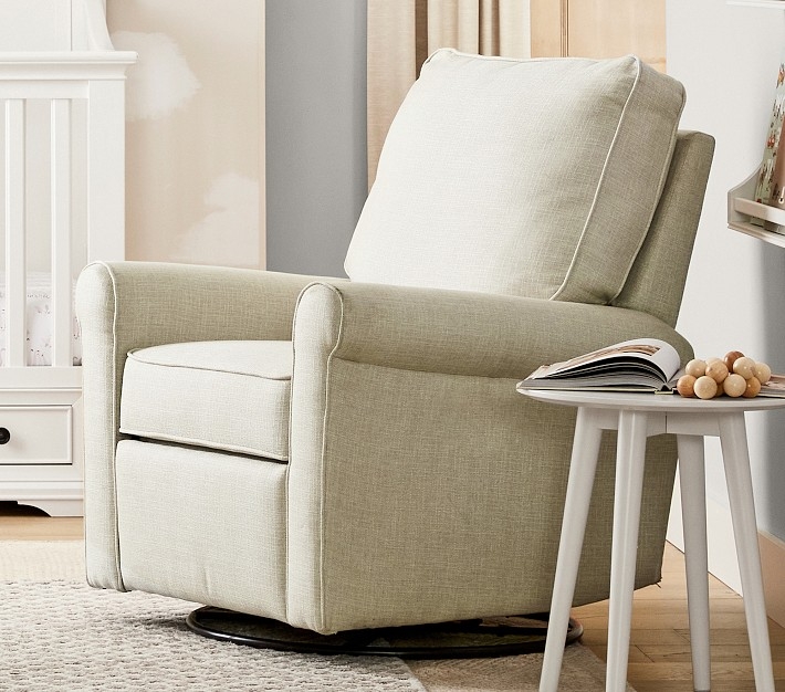 Recliner Small Space Scale Linen Blend Rolled Arm Manual Swivel