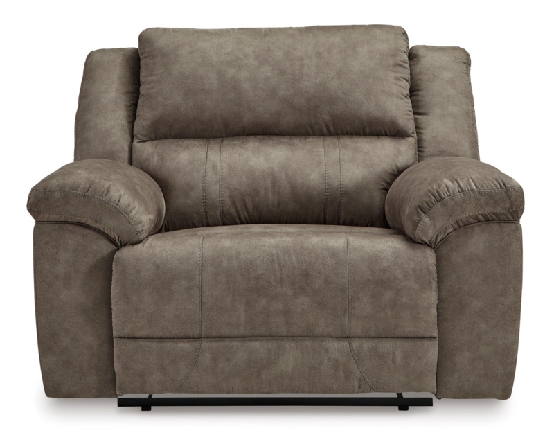 Recliner Taupe Grey Fabric Pillow Top Arms Wide Seat Zero Wall