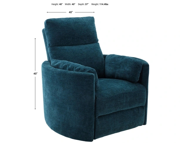 Recliner Teal Blue Upholstery Swivel Glider Base High Back Textured