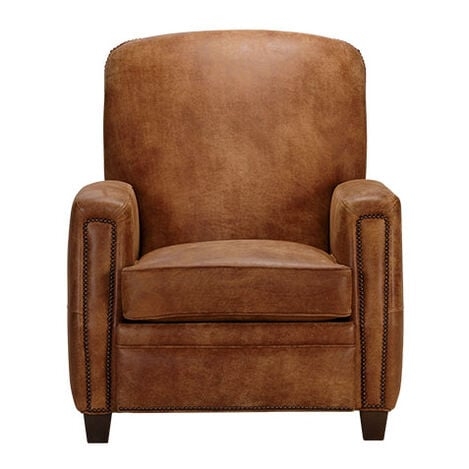 Recliner Traditional Rolled Arms Dark Brown Leather-Like Push Back